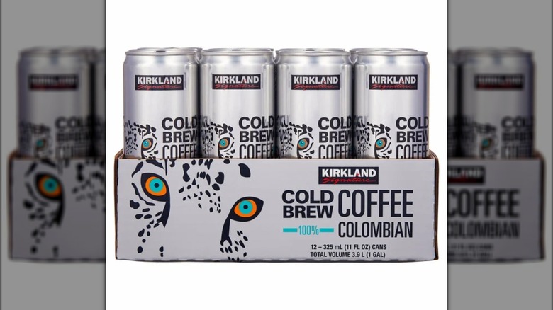 A box of Kirkland Signature cold brew coffee cans