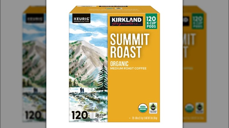 A box of Kirkland Signature K cup pods
