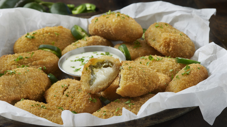 Fried jalapeño poppers with ranch