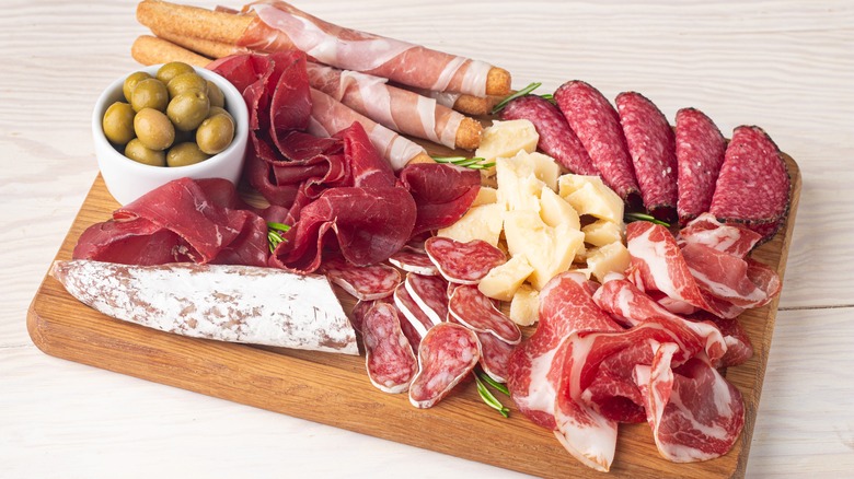 Assortment of charcuterie meat