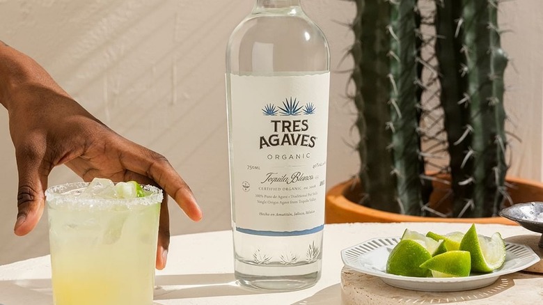 Bottle of Tres Agaves tequila