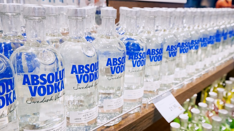 Shelf of Absolut vodka