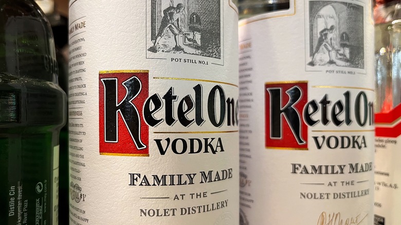 Close up Ketel One bottle label