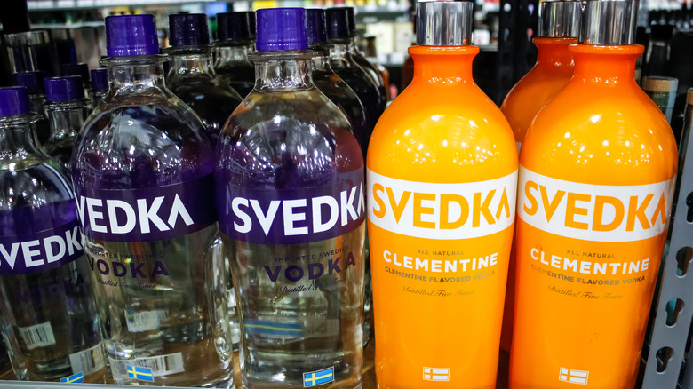 Clear and clementine Svedka bottles