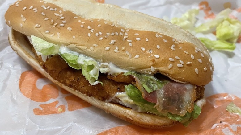 An Original Chicken Sandwich is shown with bacon.