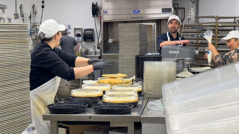 Bakery workers in kitchen