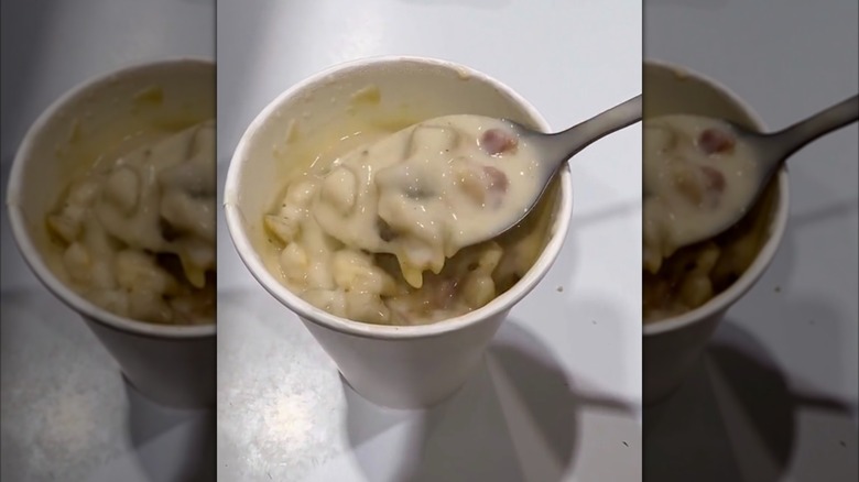 spoonful of Costco's clam chowder