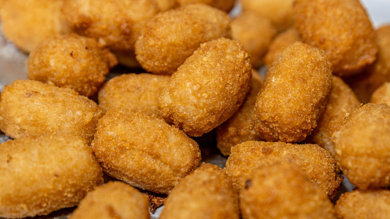 close up of ham croquetas