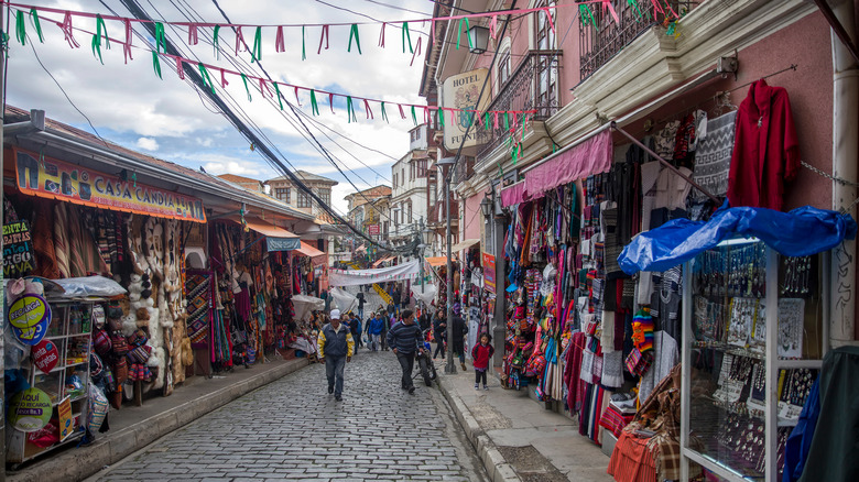 Market street in La Paz Bolivia