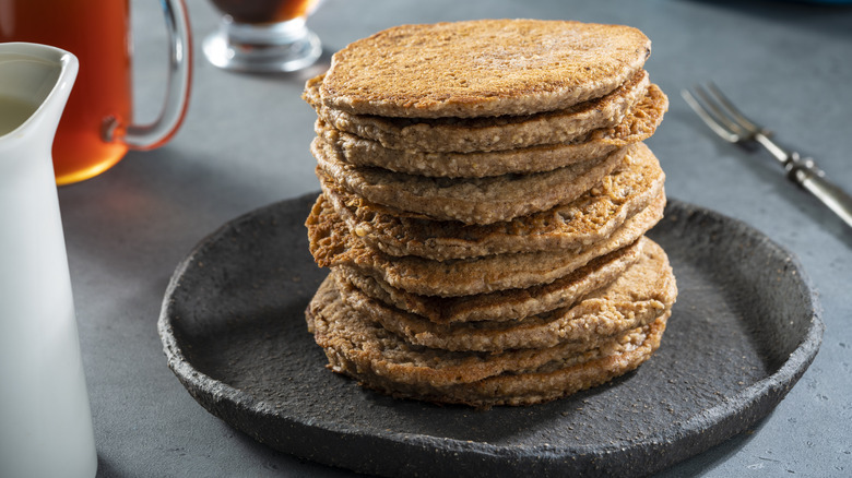 Homemade oat and nut pancakes