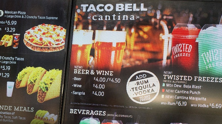 Taco Bell Cantina beverage menu