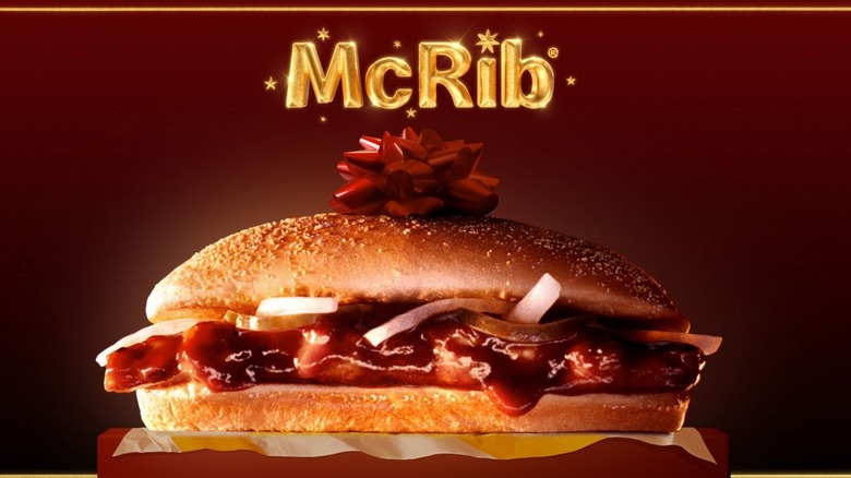 A McRib sandwich with a bow on it