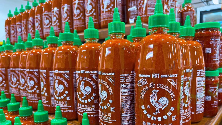 bottles of Huy Fong Sriracha