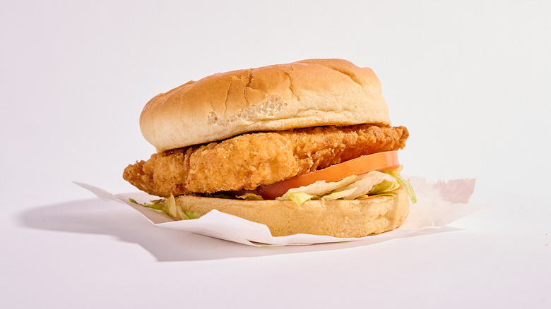 A Culver's chicken sandwich on table