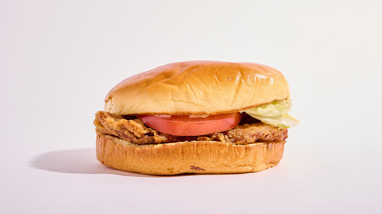 A Burger King chicken sandwich on table