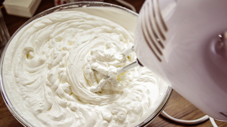 Mixer whipping fresh whipped cream