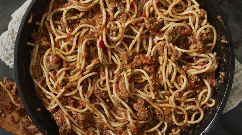 pot of spaghetti Bolognese