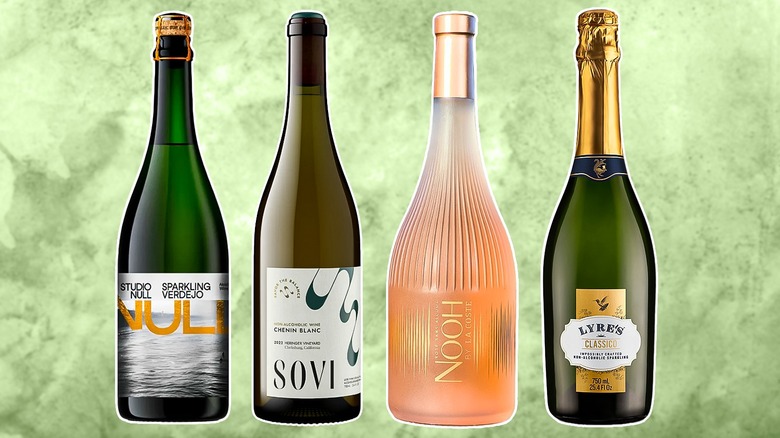 Bottles of nonalcoholic wines