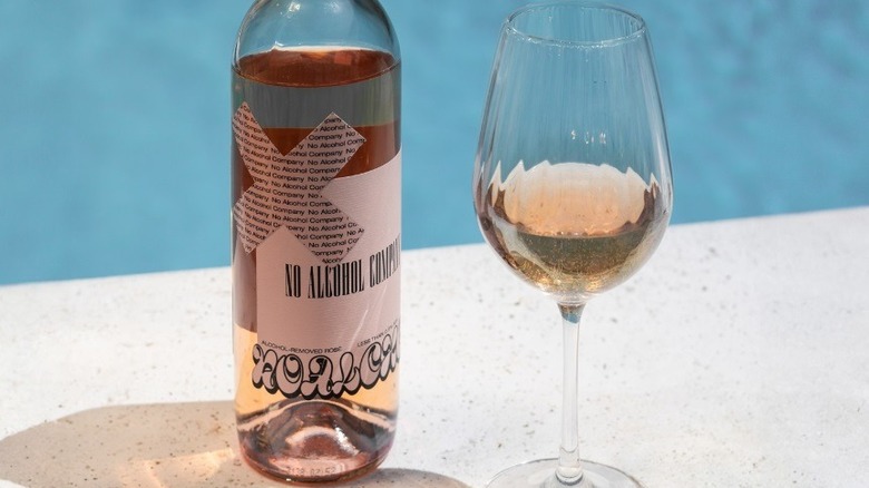 Bottle and glass of No Alcohol Company Rosé