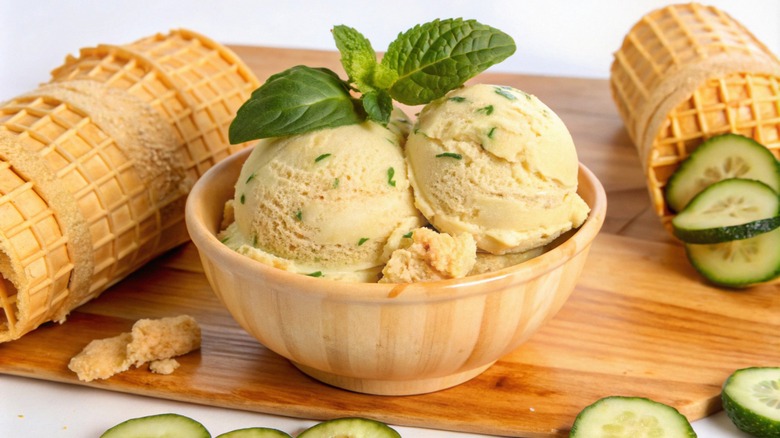 bowl of cucumber ice cream