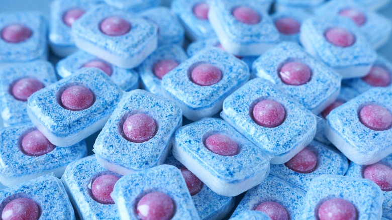 Texture shot of dishwasher tablets