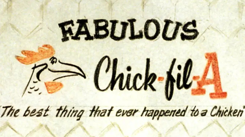 Vintage Chick-fil-A advertisement features old slogan.