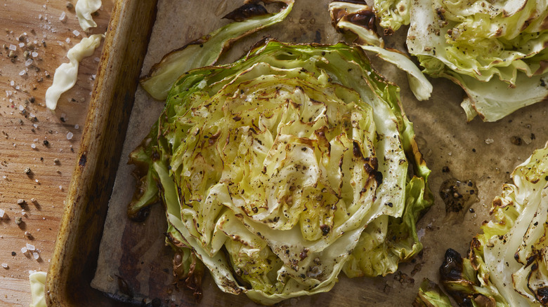 Roasted cabbage on board