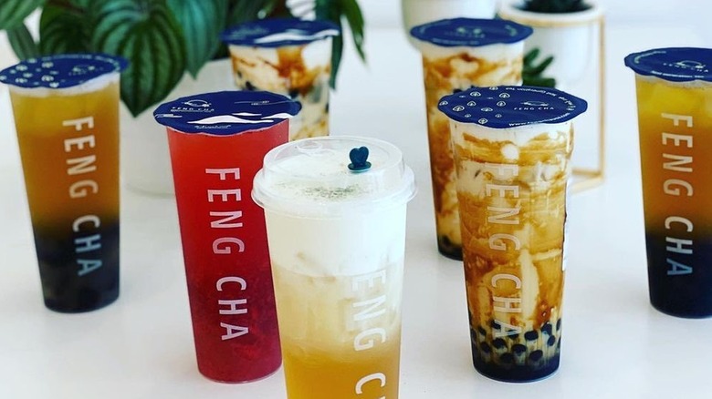 A variety of bubble teas from Feng Cha Teahouse