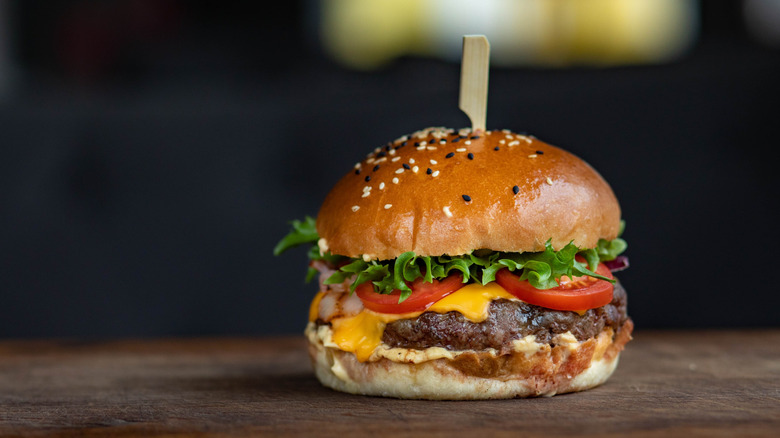 Close-up of cheeseburger