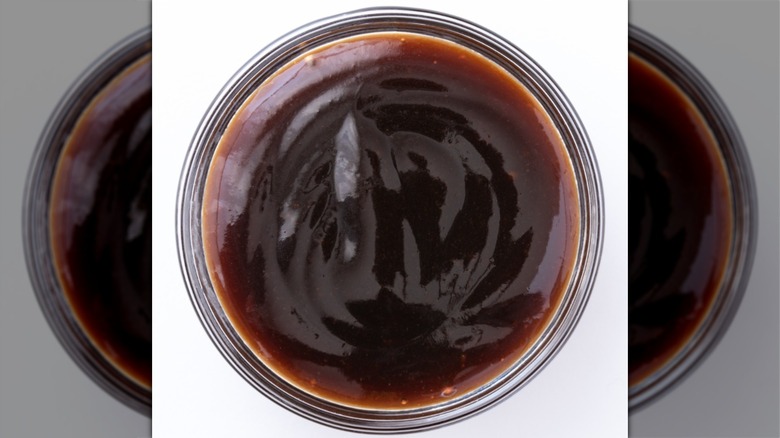 Hoisin sauce in a glass bowl