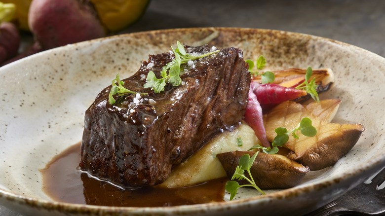 Braised short ribs in a red wine sauce