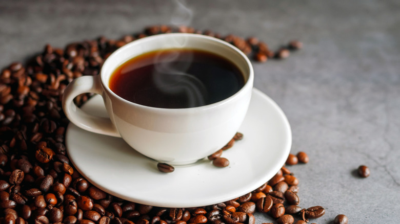 coffee in mug and beans