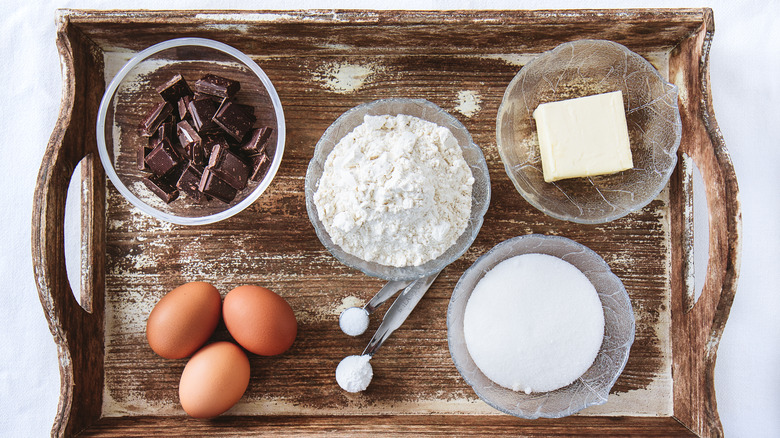 Baking ingredients measured out and ready to use