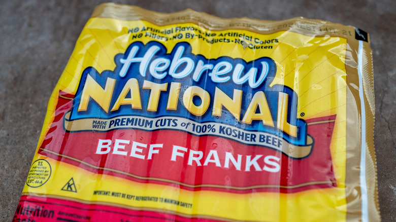 A packet of Hebrew National beef franks
