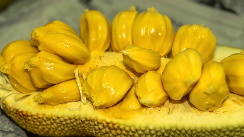 fresh halved jackfruit