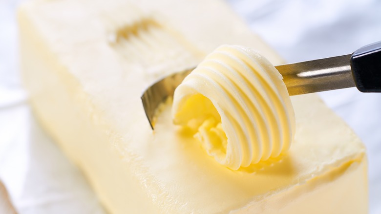 Curl of butter with peeler