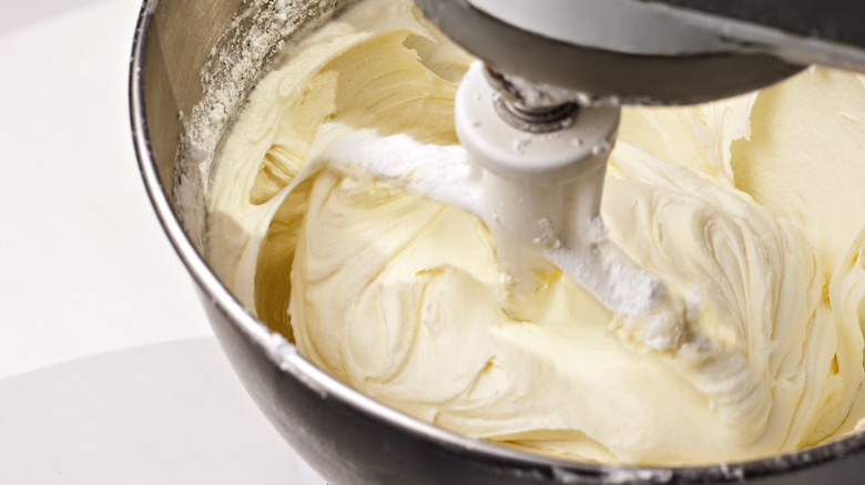 buttercream frosting in mixer