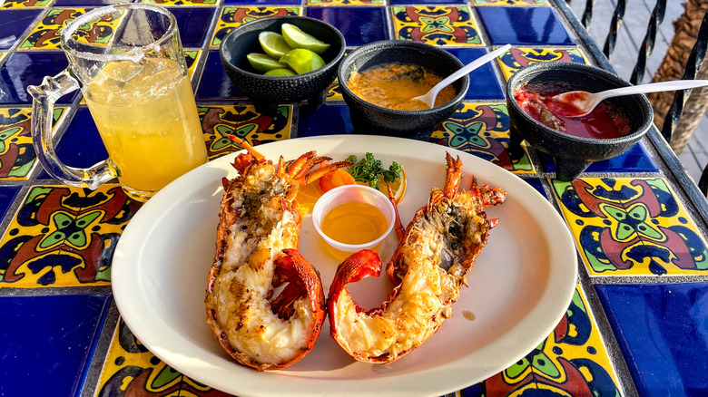 Puerto Nuevo lobster and sauces
