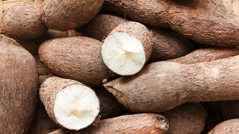 Texture shot of fresh yuca root