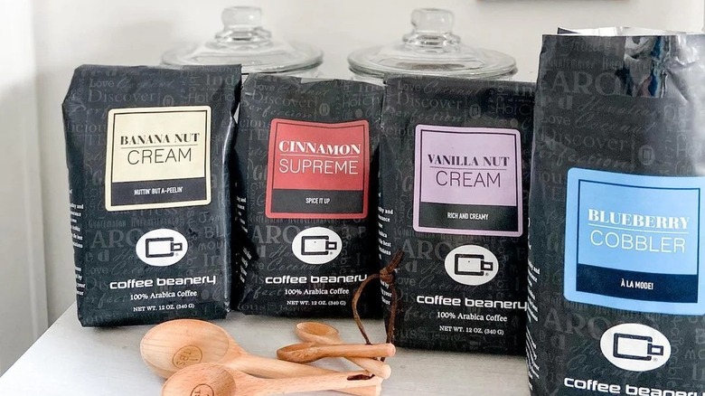 Bags of flavored coffee