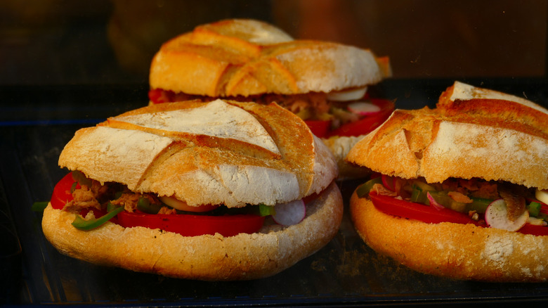 Three pan bagnat sandwiches