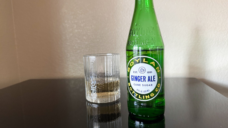 bottle of Boylan Ginger Ale next to a half full glass