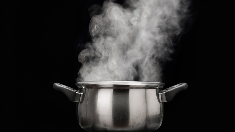 pot with steam rising above