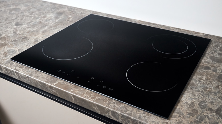 black glass-topped electric stovetop