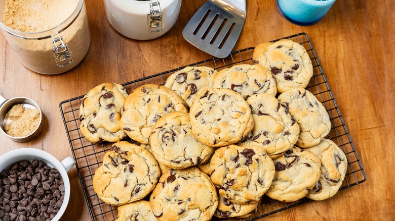 Batch of chocolate chip cookies