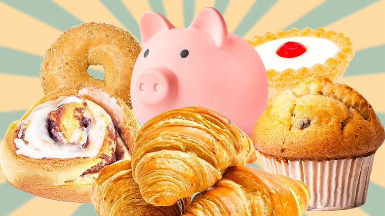 Piggy bank and baked goods