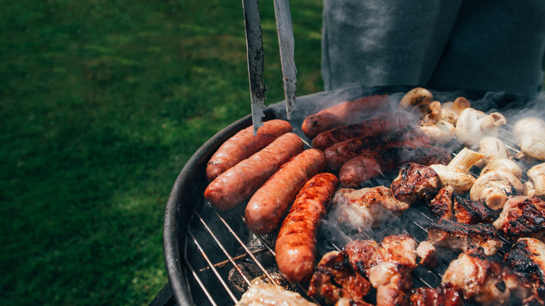 grilled meat on barbecue