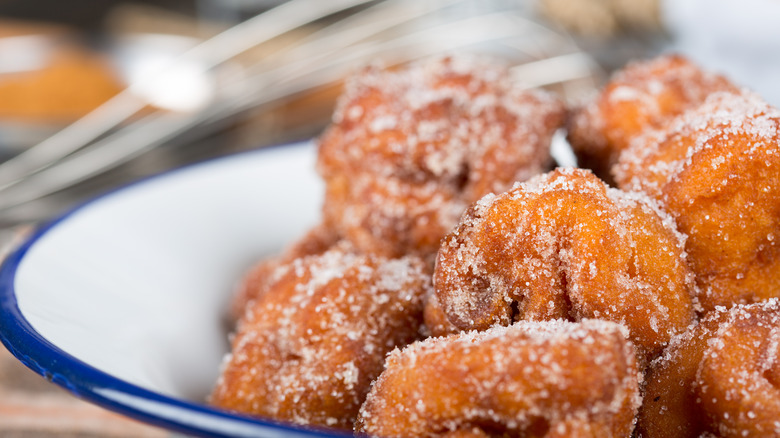 Fried donuts with sugar