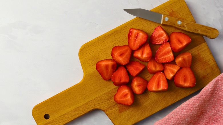 Chopped strawberries