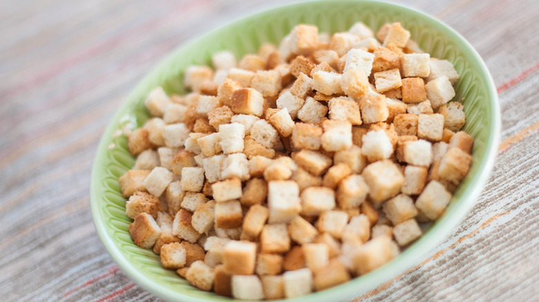 Bowl of croutons